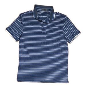 G/FORE Polo Shirt Men's Large Blue Striped Perfomance Golf Classic Outdoor